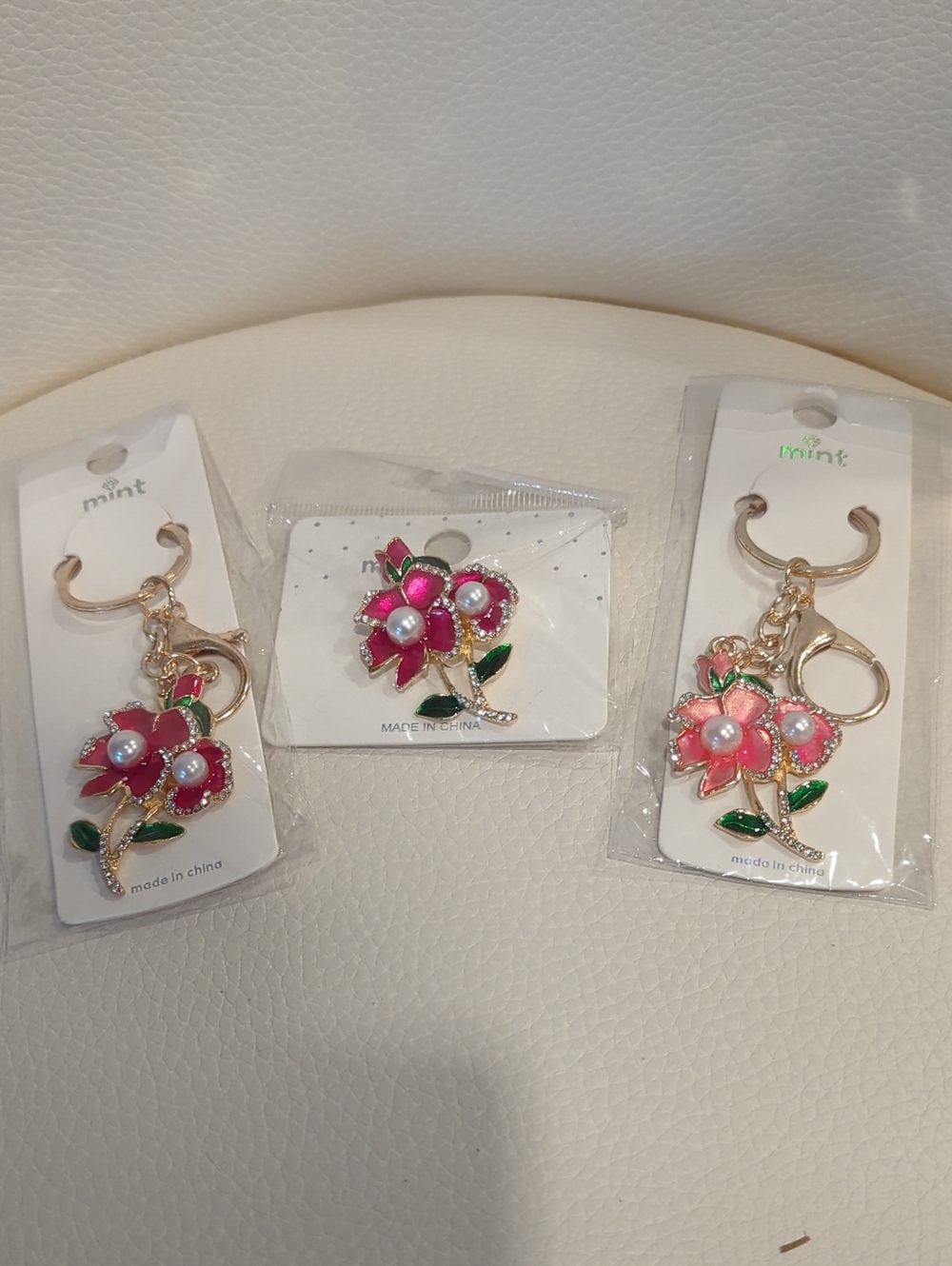 Floral Purse Charms And Brooch Set
